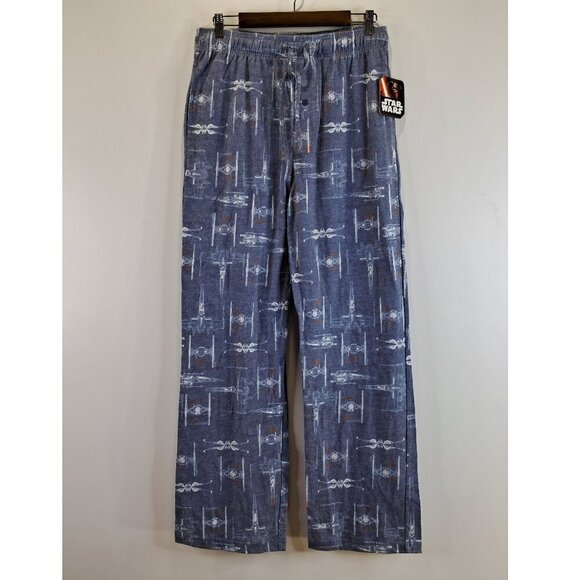 NWT Star Wars Disney Spaceship Print Blue Pajama Pants Size M - Picture 1 of 12